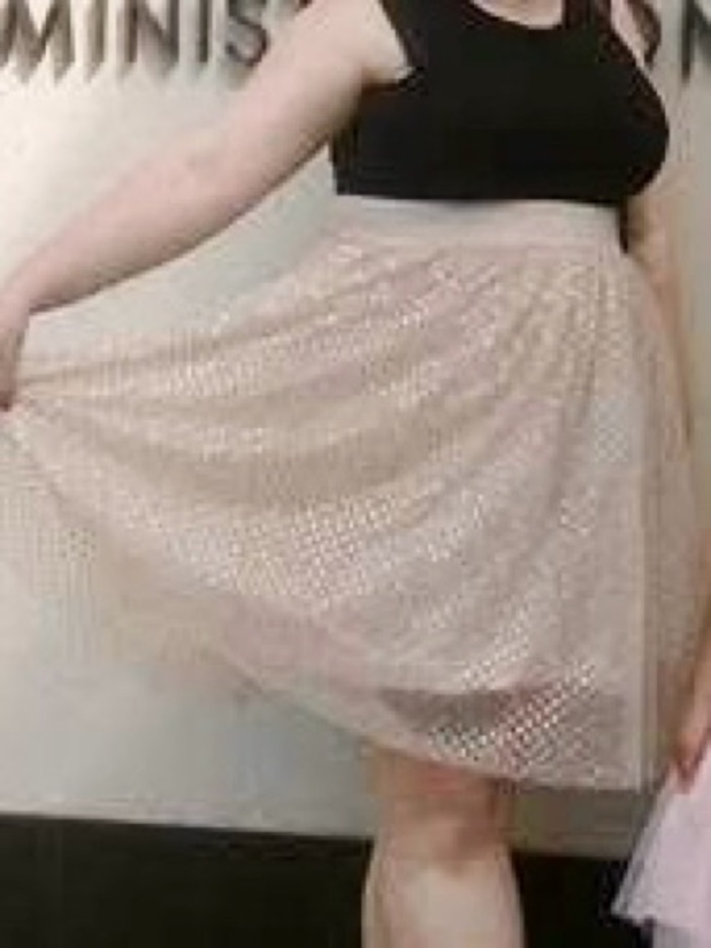 Rue21+ Plus Size Rose Gold Pink Polka Dot Layered Tulle Mesh Tutu Poofy Skirt